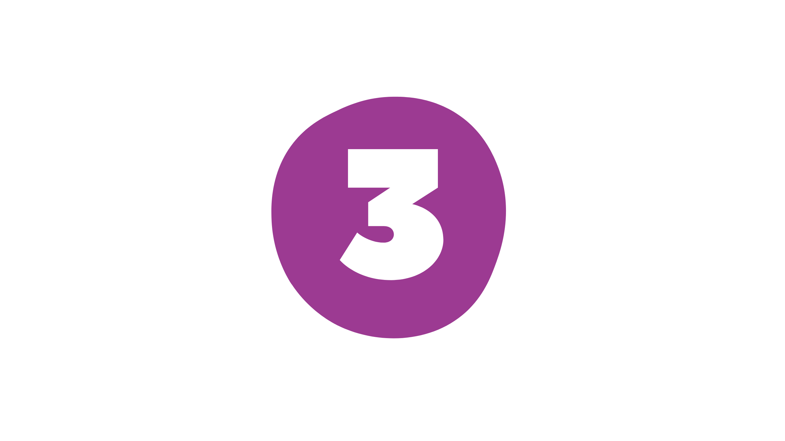 Graphic of the number '3' in purple circle.