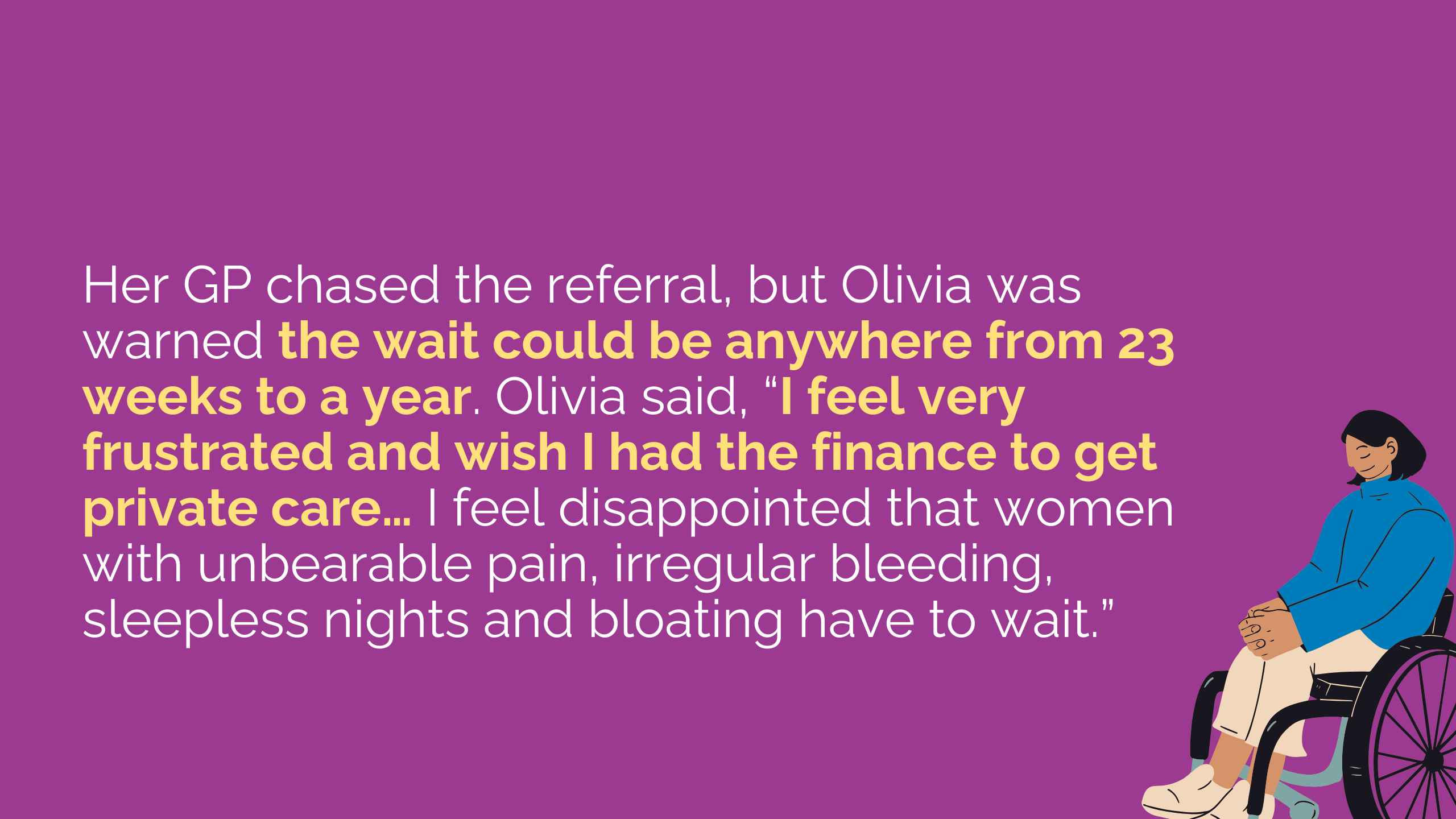 Purple background with woman in wheelchair graphic.