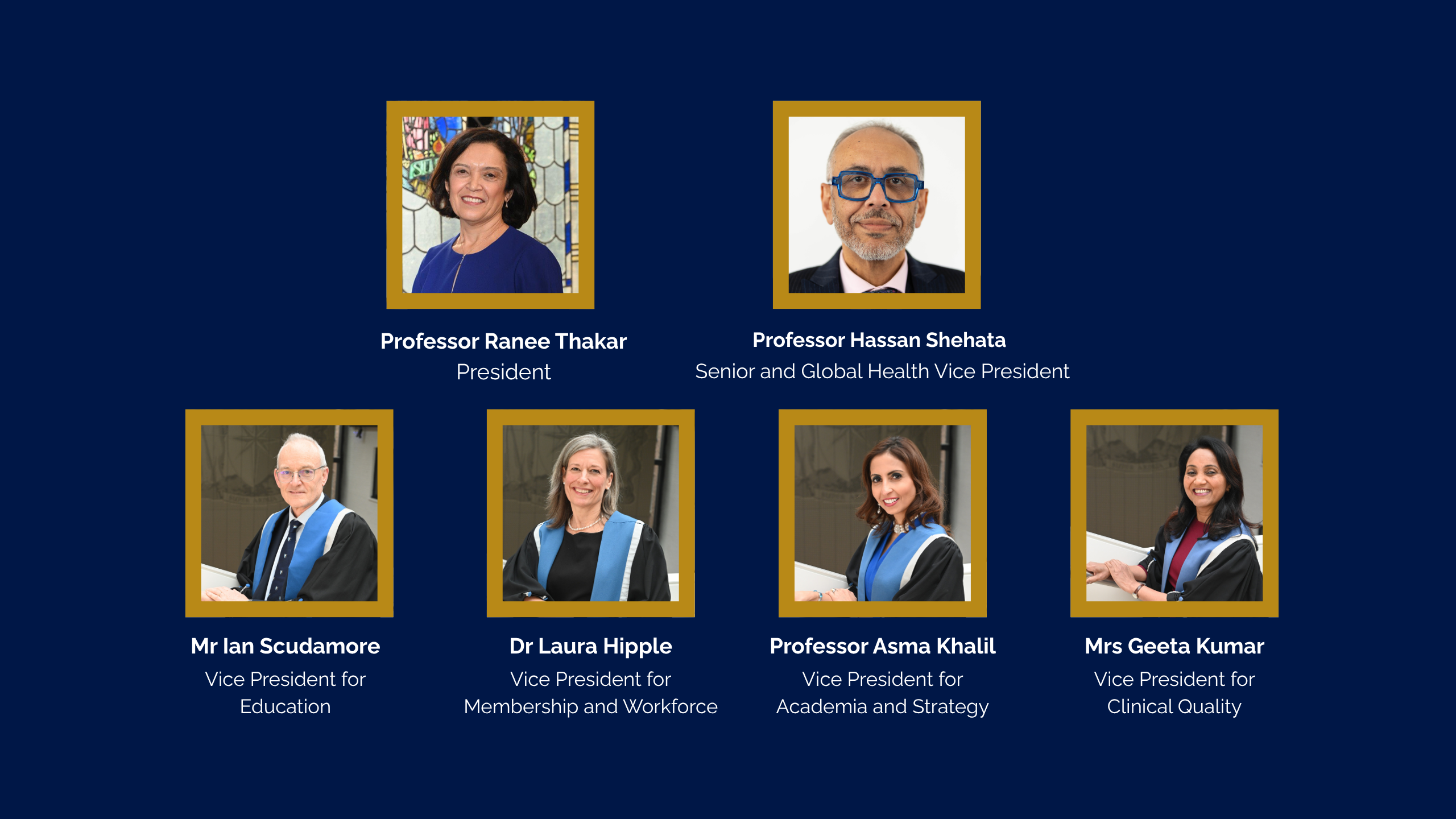Photos of the RCOG Officers and their titles