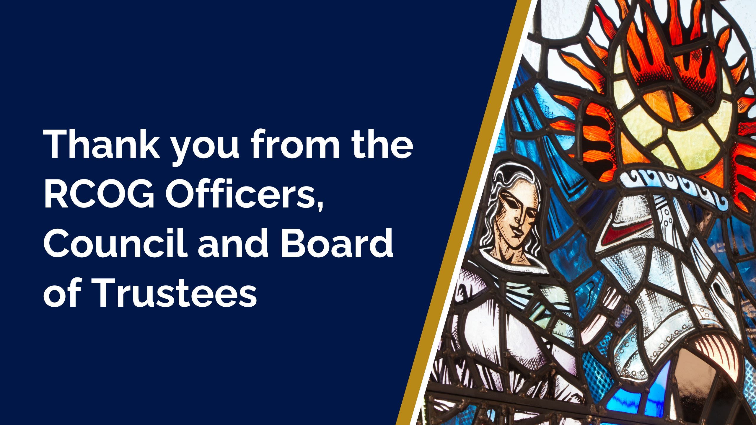 Text reads: Thank you from the RCOG Officers, Council and Board of Trustees